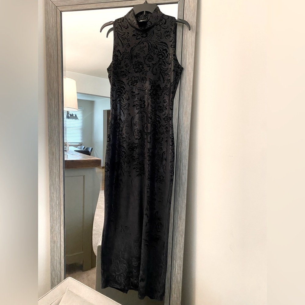 Faust France vintage metallic snakeskin / floral print full gown, total stunner!